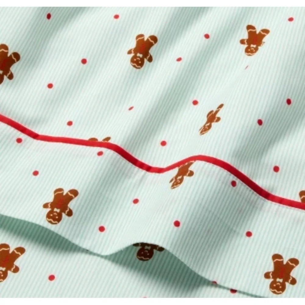 Pillowfort Gingerbread‎ Man Full Queen Flat Sheet Pillowcases Christmas Holiday